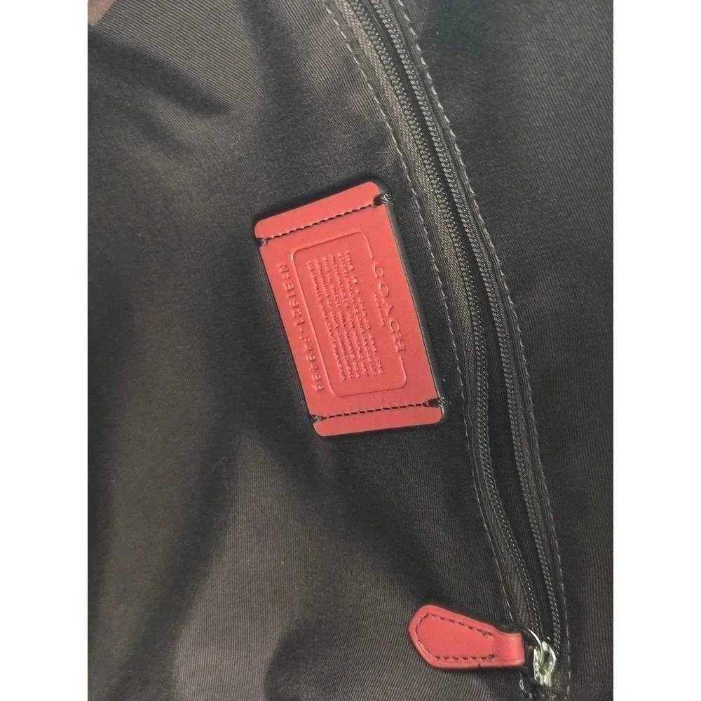 Coach Charlie Medium Backpack Red Embossed Signature C Pebble Leather F49499 Bag